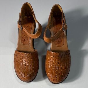 Color Siete Leguas Woven Leather Huarache Mary Jane Shoes Brown Size 4
